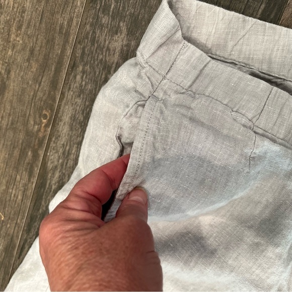 J.Jill Love Linen Capri Cropped Pants Light Gray Elastic Waist Womens Size Small - Picture 3 of 7